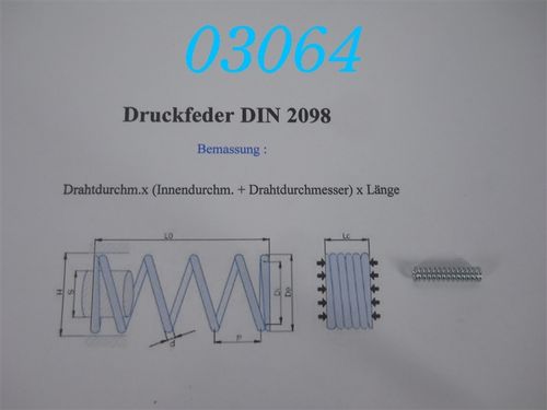 0,8x4x19 Druckfeder DIN 2098 Da: 4,8mm, Di: 3,2mm