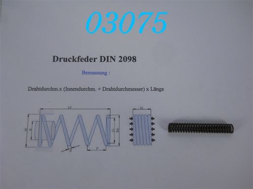 1x6x47 Druckfeder DIN 2098 Da: 7mm, Di: 5mm