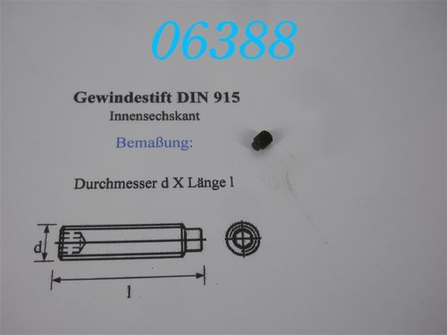 M6x8 Gewindestift schwarz DIN 915