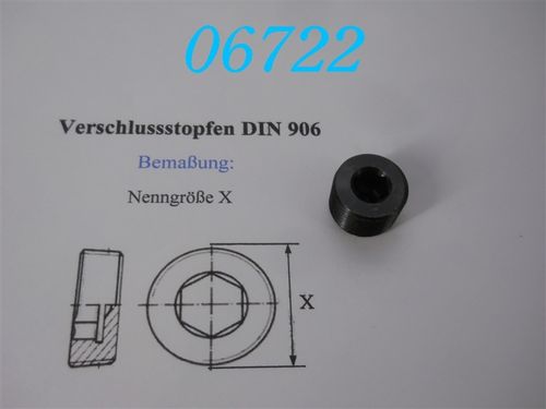 1/2'' NPT Verschluss-Schraube, L: 15mm, DIN 906, konisch, schwarz