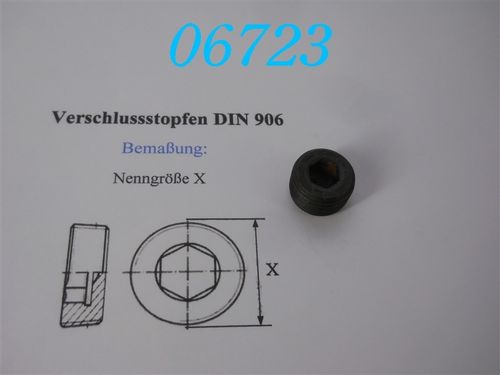 1/2'' NPT Verschluss-Schraube, GL: 15mm, DIN 906, konisch -VZ-