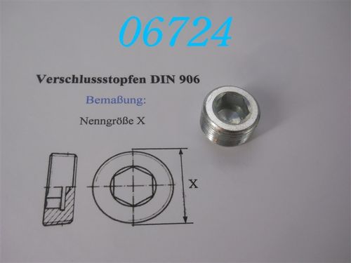 3/4'' NPT Verschluss-Schraube, L: 16mm, DIN 906, konisch, VZ