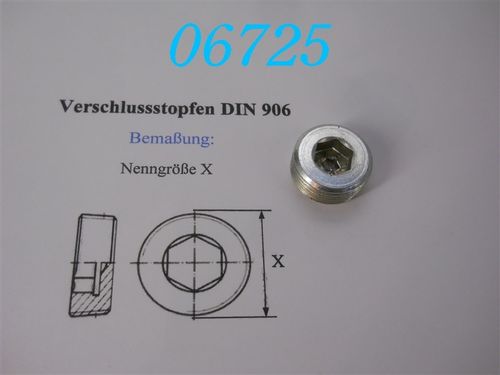 3/4'' NPT Verschluss-Schraube, L: 12mm, DIN 906, konisch, VZ
