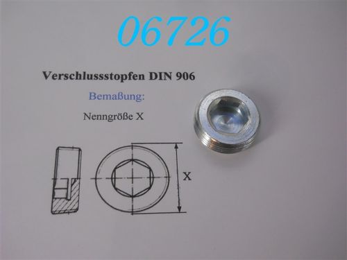 1'' NPT Verschluss-Schraube, L: 12mm, DIN 906, konisch, VZ