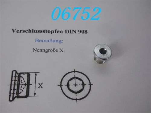 1/4'' Verschluss-Schraube, GL: 12mm, DIN 908, VZ