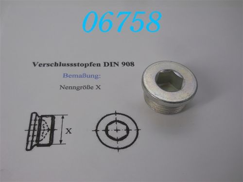 1'' Verschluss-Schraube, GL: 16mm, DIN 908, VZ