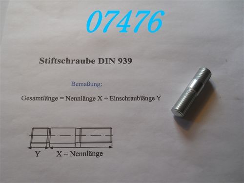 M12x35 Stiftschraube verzinkt DIN 939