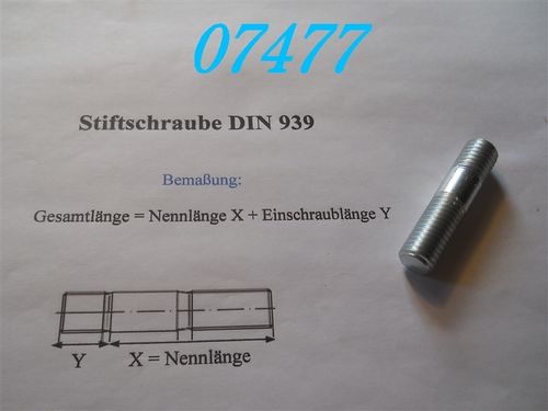 M12x40 Stiftschraube verzinkt DIN 939