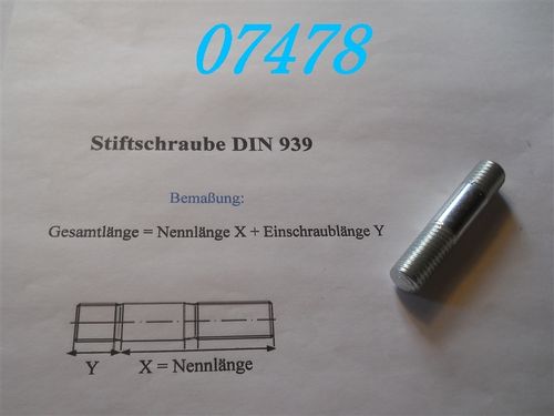 M12x45 Stiftschraube verzinkt DIN 939