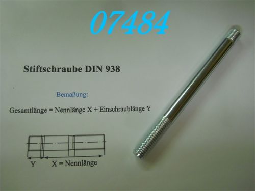 M12x130 Stiftschraube verzinkt DIN 938
